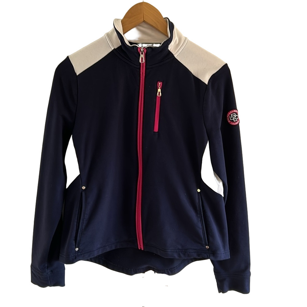 Lauren Ralph Lauren LRL Active Petite Zip Up Top Golf Blue Size L-fits small